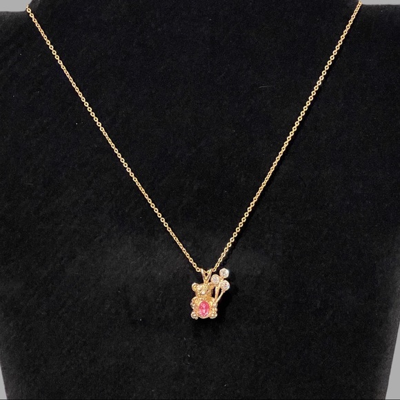 Vintage DM Birthstone Bear October Gold Tone Necklace 16” Length - Picture 2 of 3